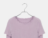 Depin layered two-way angora short-sleeve long-sleeve frilled t-shirt