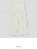 Solid one-tuck wide cotton pants