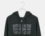 Jibil Cubic Printed Stars and Stripes Crop Long Sleeve Hood Zip-Up