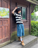 Brin collar striped knit