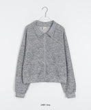 [BAONHAUS] Rikumi ribbed knit collar zip-up cardigan