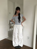 Bulk lace one-off strap short sleeve T-shirt