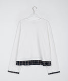 [BAONHAUS] Mebeuni Check Frill Layered Long Sleeve Tee