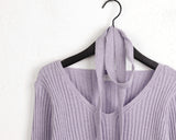 [Muffler set] Caron Ribbed V-neck Knit