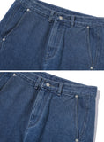 Curved Wide Denim Pants
