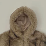 High Quality Egg Big Hood Crop Hip Mood Fur Jacket