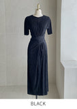 Ennis Pleated Wrap Strap Long One Piece