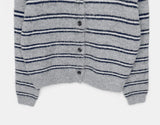 Minun Stripe Color Matching Knit Long Sleeve Cardigan