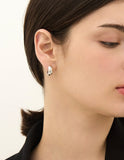 Champagne Full Moon Silver Grip One Touch Earrings