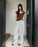 Kinda Track Snap Button Wide Long Training Pants