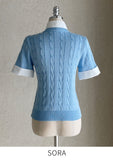 Yulepi Color Matching Shirt Cable Knit