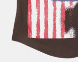Richin American Flag Stud Rivet Unbalanced Off-shoulder Short Sleeve T-shirt