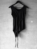 Diagonal Strap Shirring Sleeveless