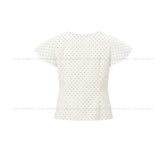 Enne Dot Ribbon Pintuck Blouse