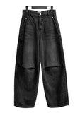 Cut pin tuck wide denim