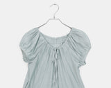 Serine Tiered Ribbon String Wrinkle Short Sleeve Blouse