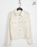 [MADE] Lippe Vintage Pleated Pocket Collar Semi Crop Long Sleeve Shirt