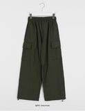 [unisex] Dihen banding string brushed wind cargo pants