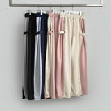 Side Two-Tone Snap Pin Tuck Wide Banding Training Pants