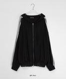 Mikel Track Linen Hood Zip-Up Cardigan