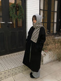 Naren High Neck Quilted Wool Belt Long Coat