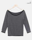 Partin Boat Neck Three Quarter Color Matching T-shirt