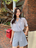 Tiamo Linen High Waist Double Button Shorts