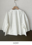 Wavy No Collar Balloon Three Quarter Short Jacket