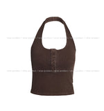 Pigment Snap Ribbed Halter Sleeveless