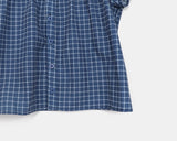 Rehue Check Shirring Banding Puff Short Sleeve Blouse
