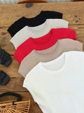 Kidden Round Neck Ribbed Cap Sleeve Knit
