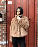 Sevin Collar Two-Tone Fur Jacket