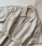 Peijing Pocket Collar Zip-up Long One Piece (Belt Set)