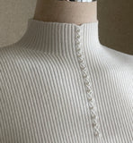 Polaine Pearl Half Neck Ribbed Knit