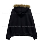 Seraw Printing Fur Hood Zip-Up