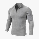Furnon Ribbed Half-Zip Muscle Long Sleeve Tee