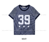 39 Sporty Pinstripe Ringer Short Sleeve