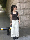 Kens Big Pocket Zipper Cargo Wide Pintuck Pants