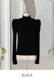 [Spanjjangjjang] Keppel Shirring Half-Neck Fleece T-Shirt