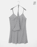 [SET] Binbeul Check Bandana Strap Layered Sleeveless One Piece