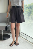 Pibelin Pin Tuck Cotton Shorts