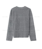 Dense Velour Henley Neck Long Sleeve T-Shirt
