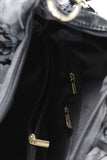Flower patch leather shoulder bag
