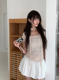 [Corsage scarf set] Vian Flower Shirring Short Sleeve T-shirt