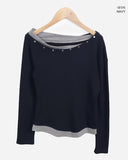 Raon Unbalanced Studded One-Shoulder T-Shirt