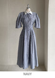 Dali Stripe Color Matching Shirt Banding One Piece