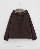 Berndi Check Crop Hood Windbreaker Zip-Up Jumper