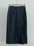 Zelvin unbalanced denim wrap skirt
