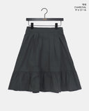 Toddy Pintuck Lace Flare Back Banding Midi Skirt