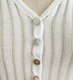 Hennua Half-Button See-Through Ribbed Cardigan